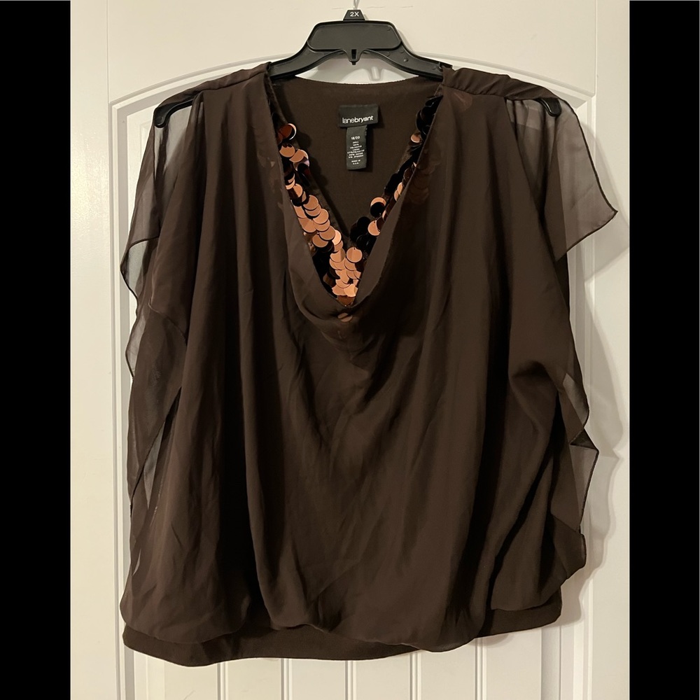 Lane Bryant Fancy Brown Shirt